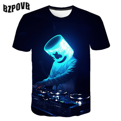 2019 new marshmallow fashion personality 3D printing T-shirt