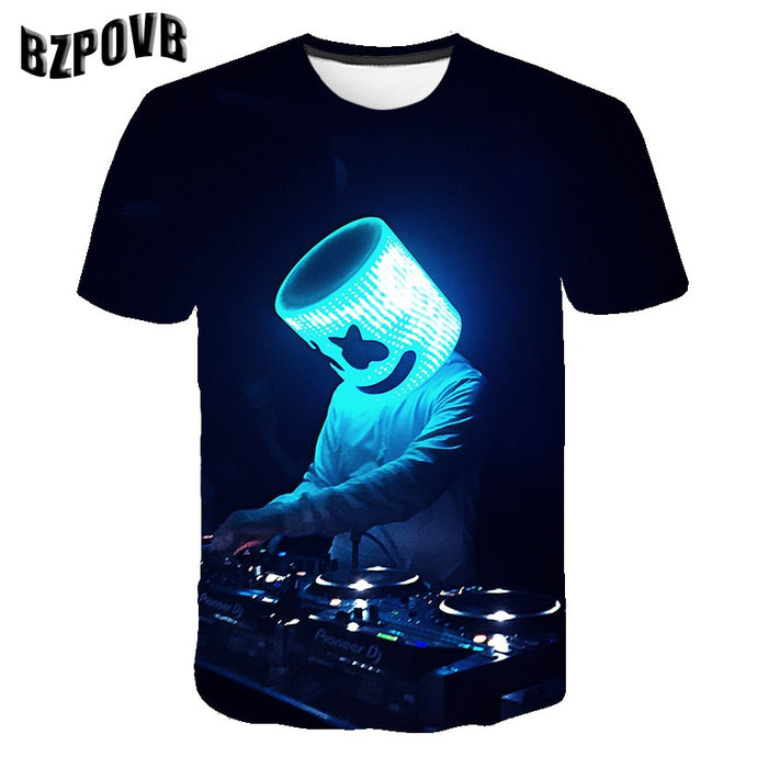 2019 new marshmallow fashion personality 3D printing T-shirt