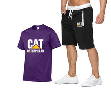 Load image into Gallery viewer, 2019 new men&#39;s T-shirt+men&#39;s pants printing cat caterpillar logo short