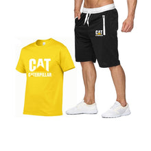 Load image into Gallery viewer, 2019 new men&#39;s T-shirt+men&#39;s pants printing cat caterpillar logo short