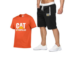 Load image into Gallery viewer, 2019 new men&#39;s T-shirt+men&#39;s pants printing cat caterpillar logo short