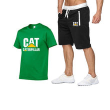 Load image into Gallery viewer, 2019 new men&#39;s T-shirt+men&#39;s pants printing cat caterpillar logo short