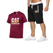 Load image into Gallery viewer, 2019 new men&#39;s T-shirt+men&#39;s pants printing cat caterpillar logo short