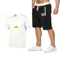 Load image into Gallery viewer, 2019 new men&#39;s T-shirt+men&#39;s pants printing cat caterpillar logo short