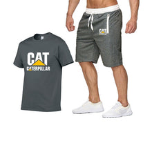 Load image into Gallery viewer, 2019 new men&#39;s T-shirt+men&#39;s pants printing cat caterpillar logo short